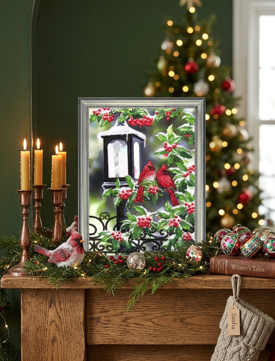Bead embroidery kit "Cardinals" DIY