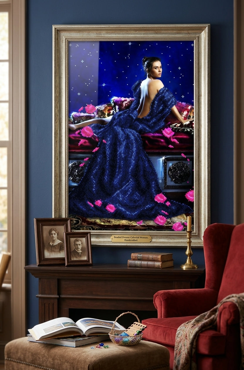 Bead Embroidery Kit "Lady in blue" DIY