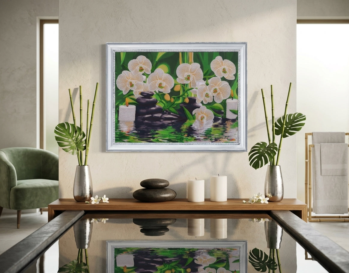 Bead Embroidery Kit "White Orchids" DIY