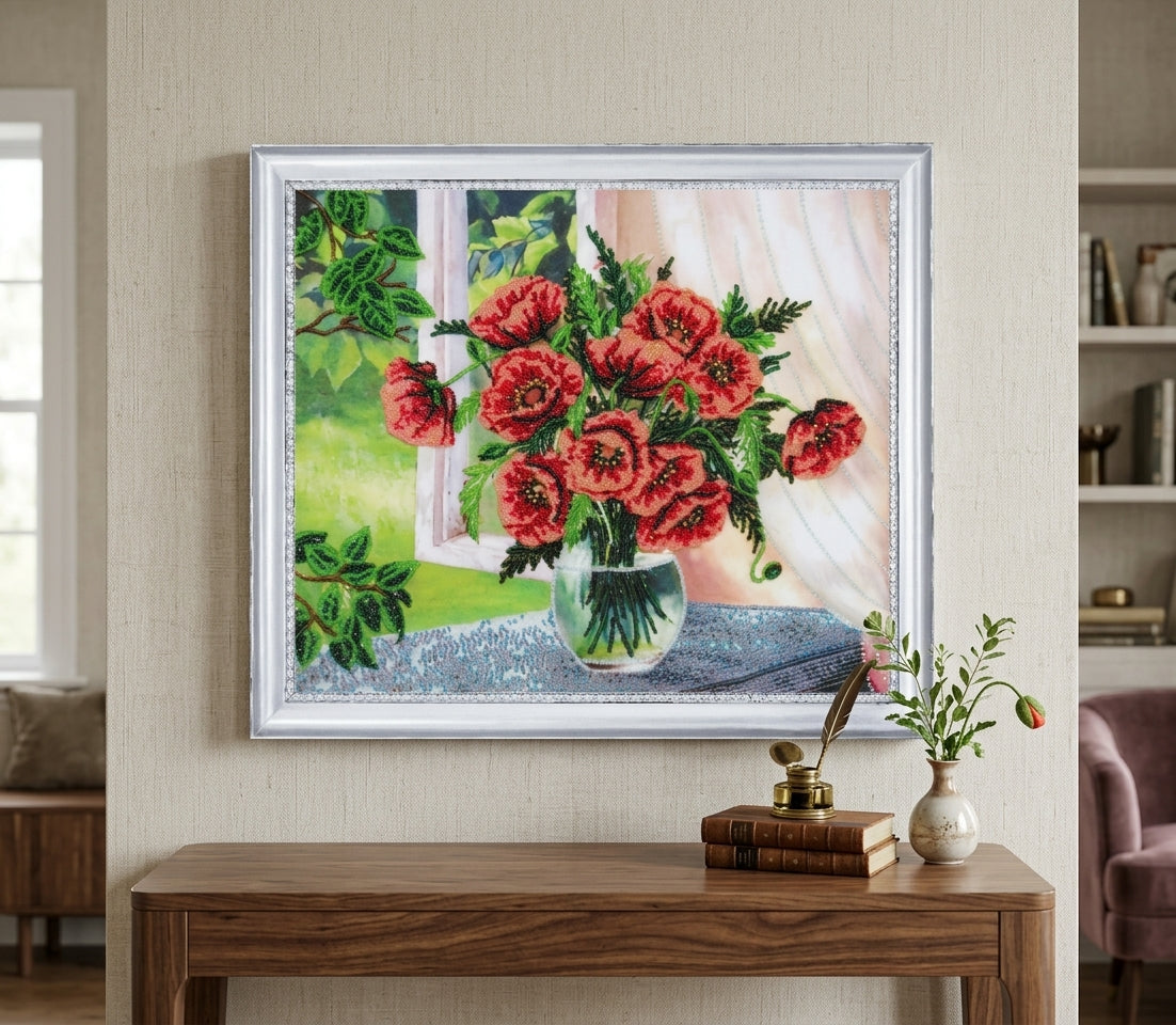 Bead Embroidery Kit "Poppies" DIY
