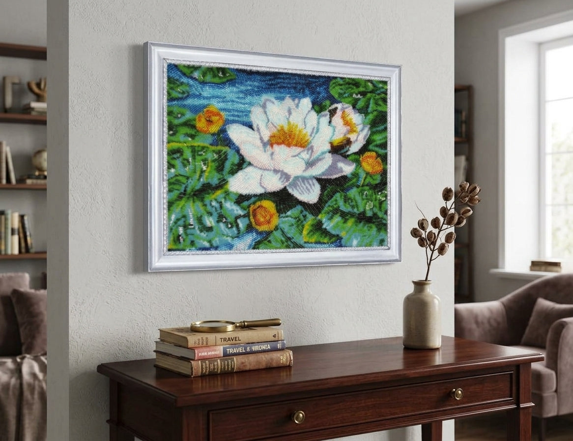 Full Bead Embroidery Kit "Lake Water Lily" DIY