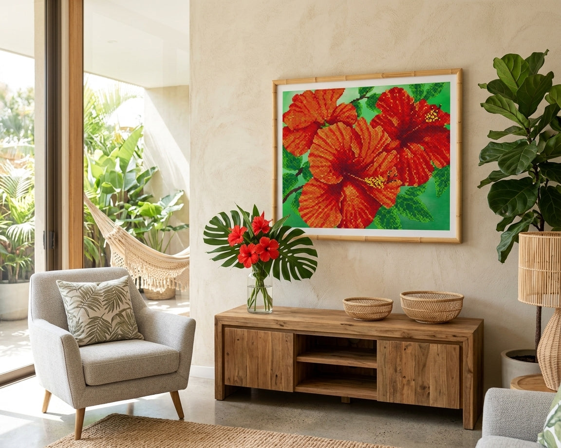 Bead Embroidery Kit "Red flowers" DIY