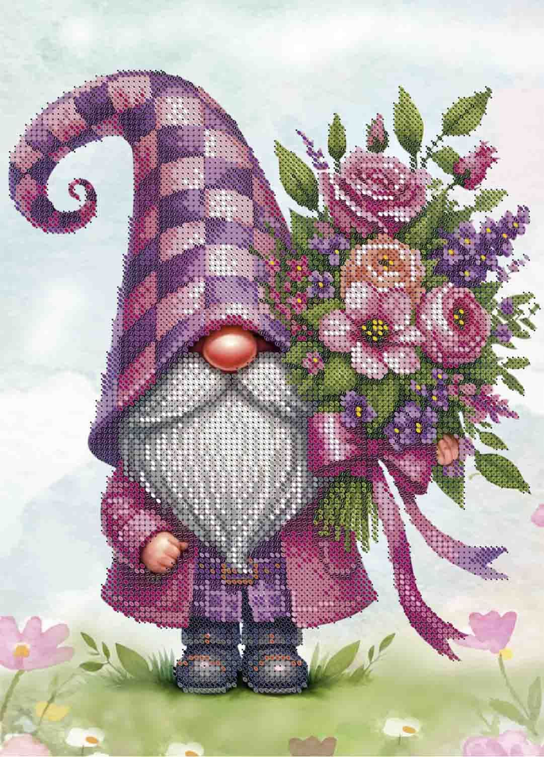 Bead Embroidery Kit Spring Gnome DIY