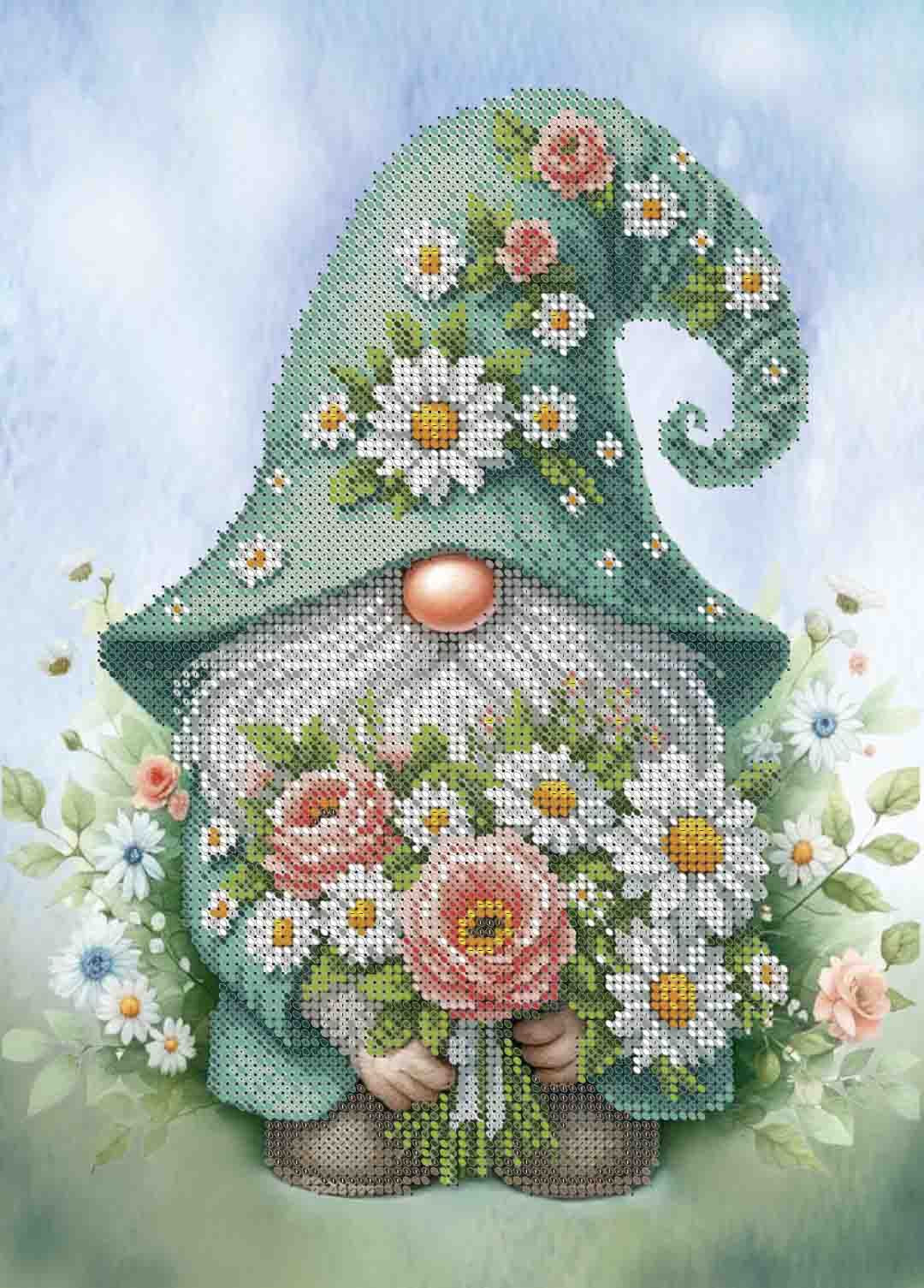 Bead Embroidery Kit Spring Gnome DIY