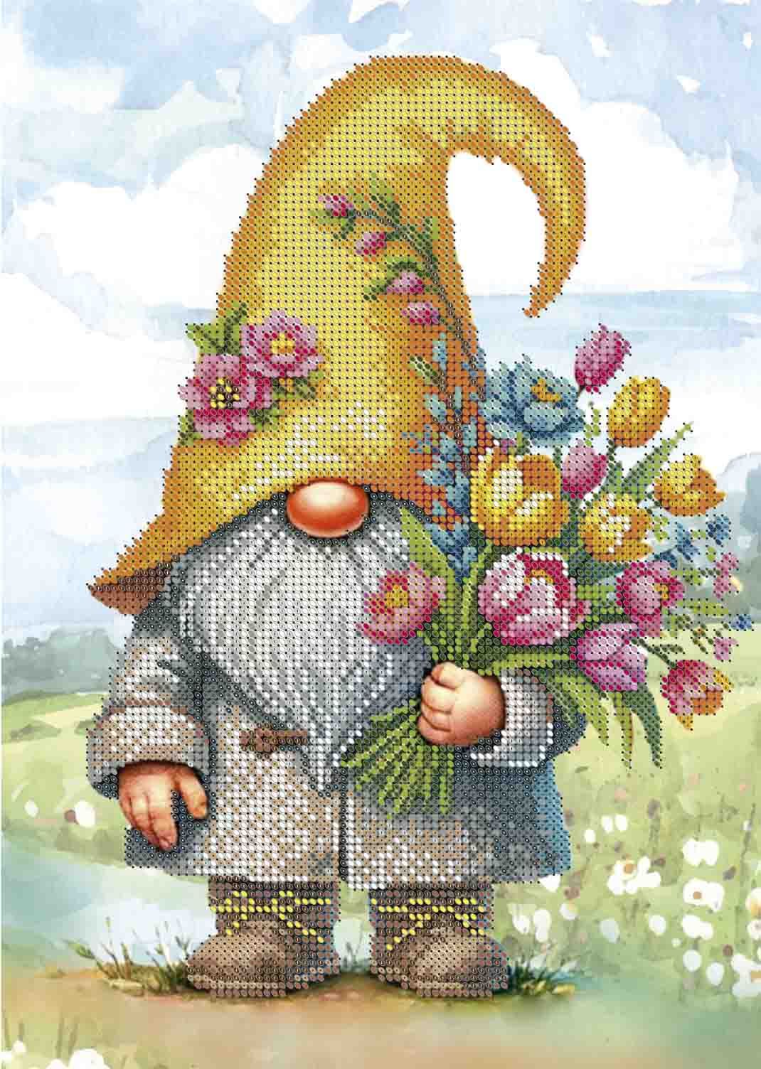Bead Embroidery Kit Spring Gnome DIY