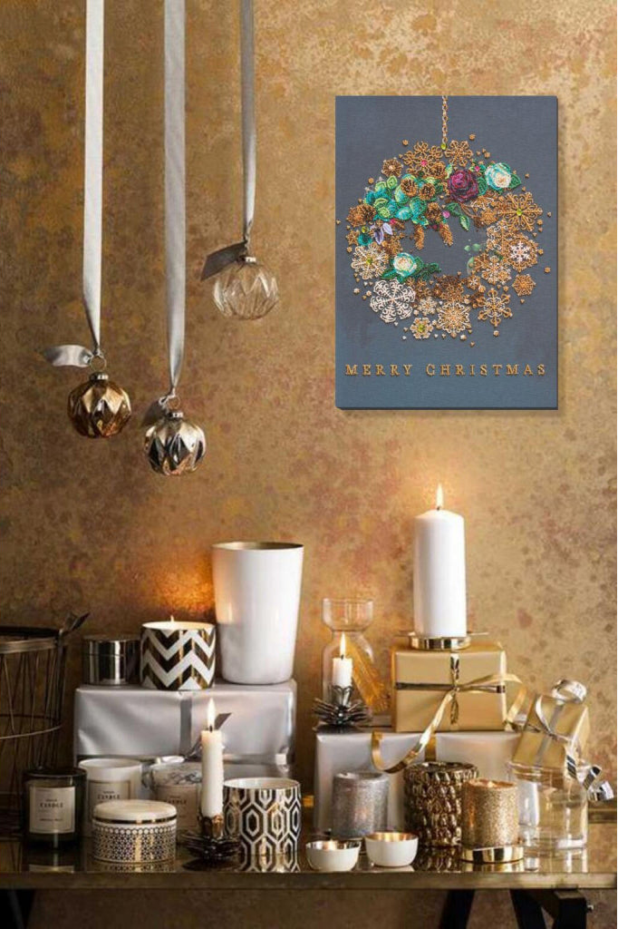 Bead Embroidery Kit Merry Christmas DIY Abris Art