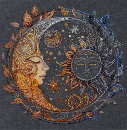 Bead Embroidery Kit Moon and Sun DIY Abris Art