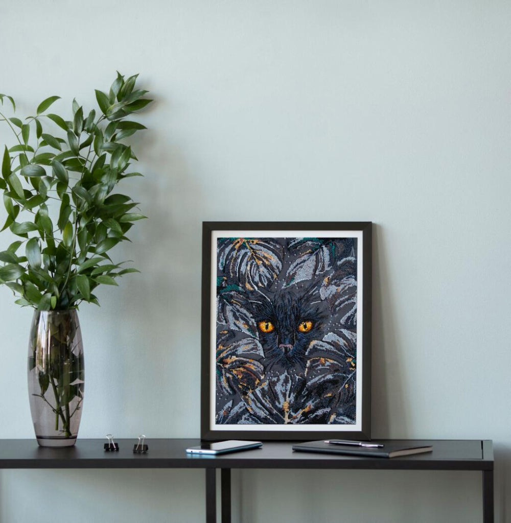 Bead Embroidery Kit Black Cat DIY Abris Art