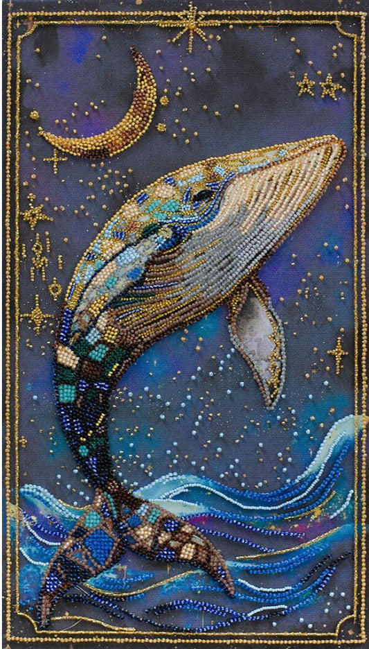 Bead Embroidery Kit Blue whale DIY Abris Art