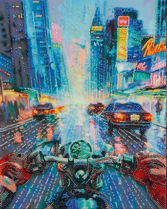 Bead Embroidery Kit Night city DIY Abris Art