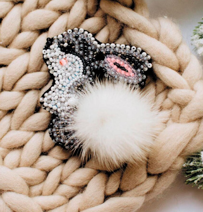 Brooch Bead Embroidery Kit Bunny DIY Jewelry Making Beading kit Pin