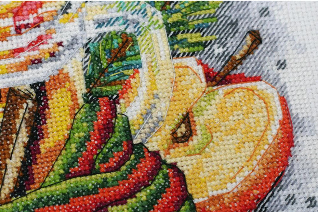 Counted Cross stitch kit Winter tea DIY Abris Art