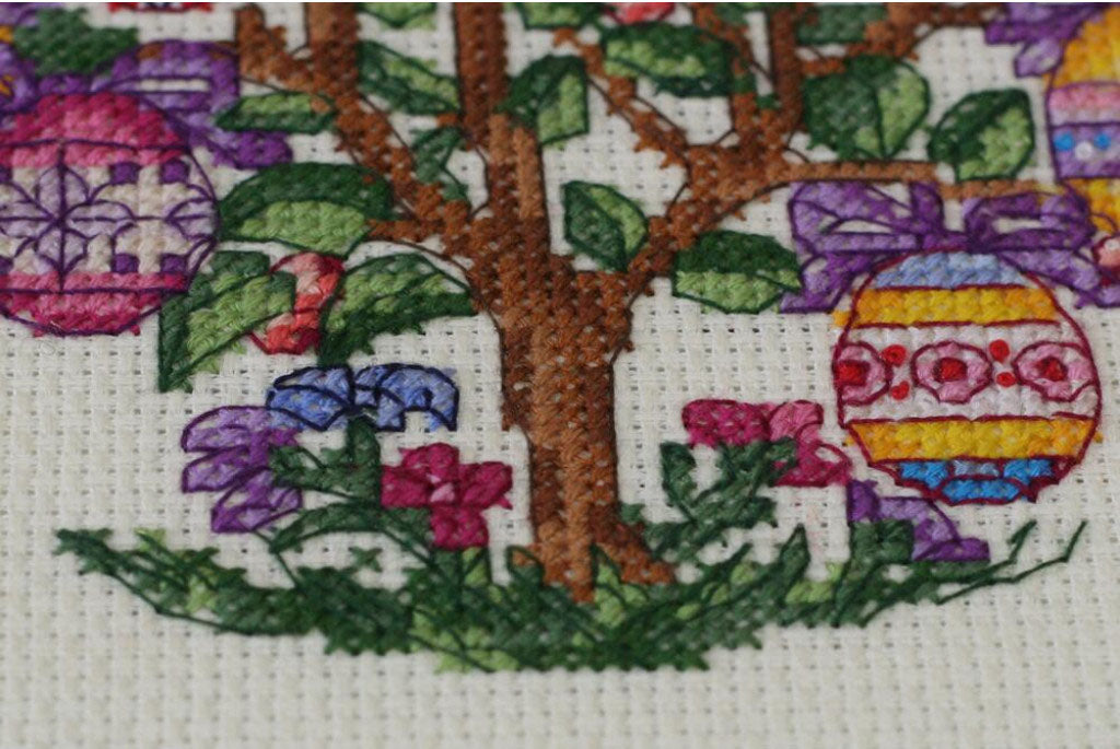 Kit de point de croix compté Arbre de Pâques DIY Toile non imprimée