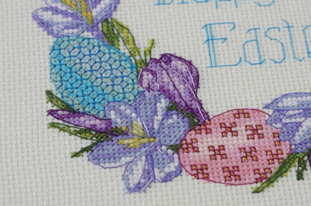 Kit de point de croix compté Pâques DIY Toile non imprimée