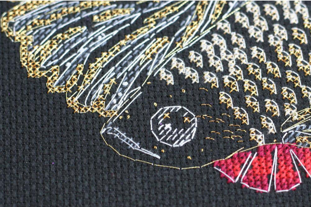 Gezähltes Kreuzstichset „Schwarzer Oranda“ zum Selbermachen, unbedruckte Leinwand