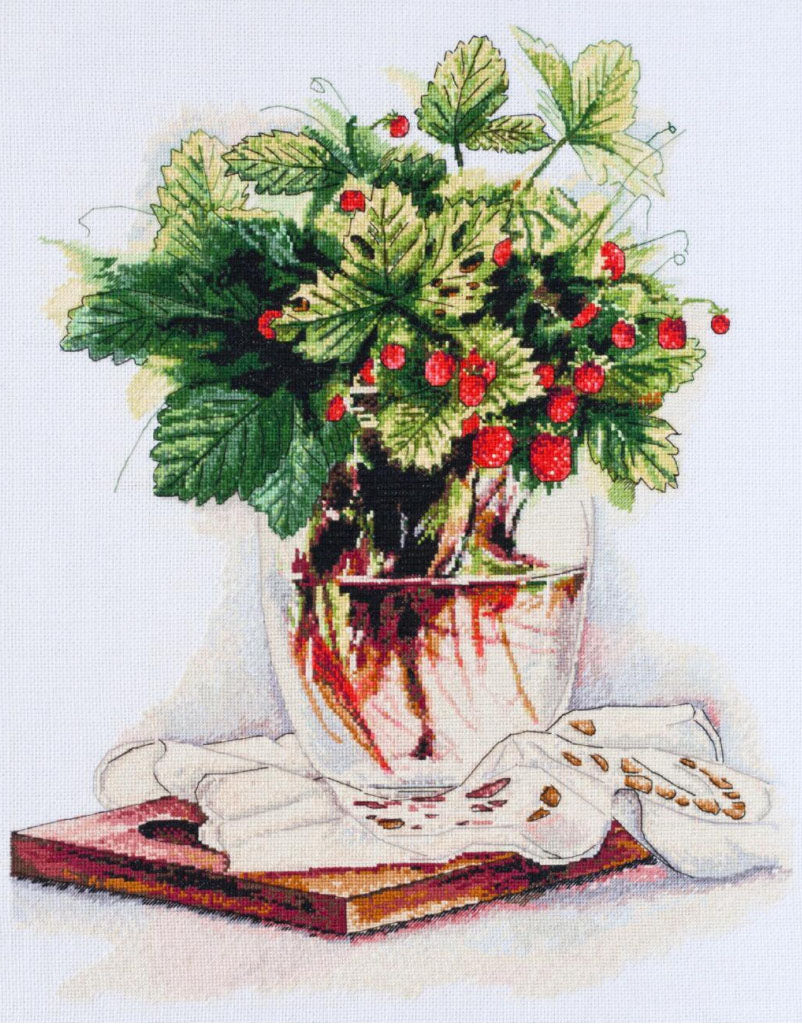 Counted Cross stitch kit Strawberry bouquet DIY Abris Art