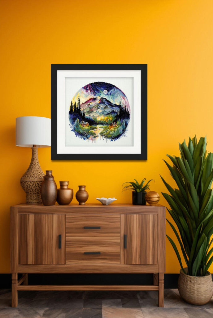 Kreuzstichset Berge DIY Unbedruckte Leinwand