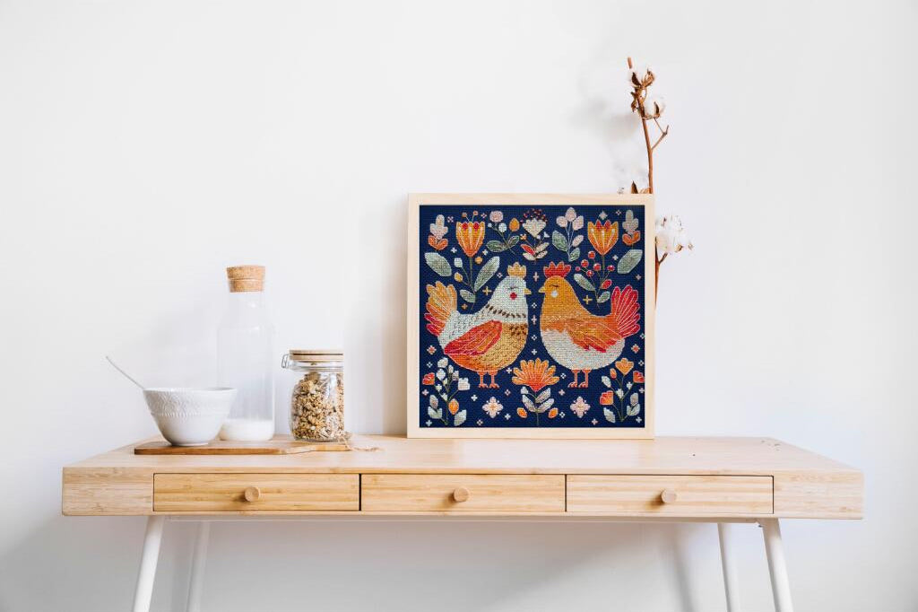 Kreuzstichset Hühner DIY Abris Art