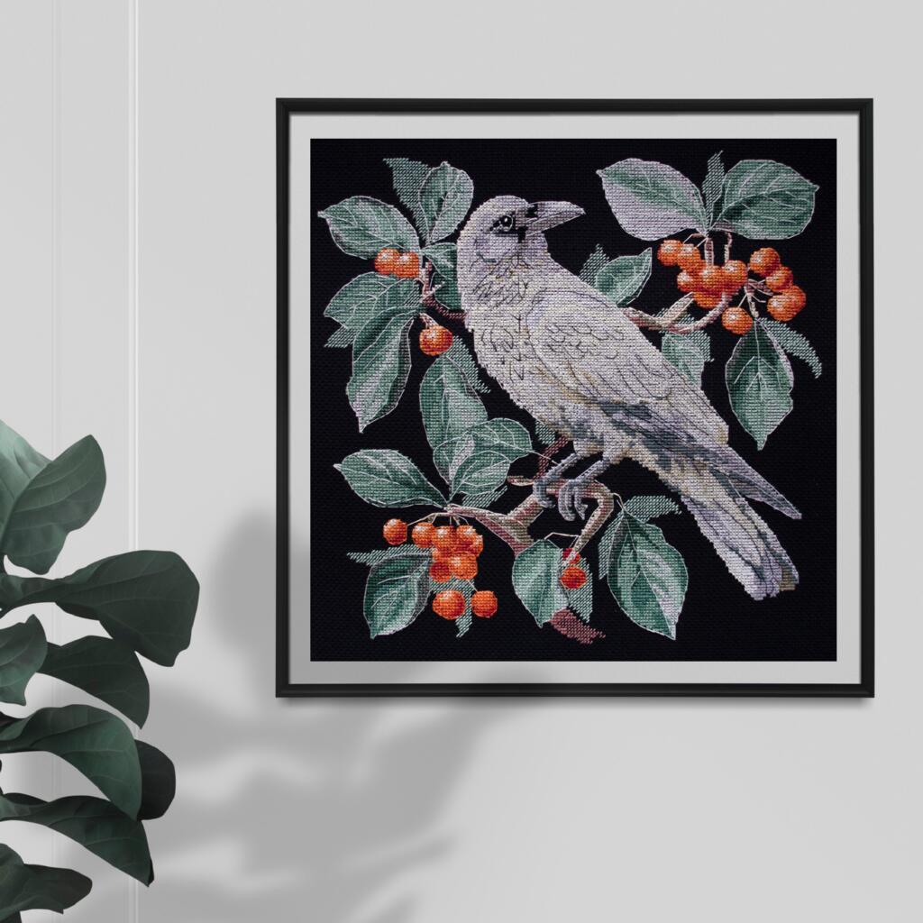 Kreuzstichset Weiße Krähe DIY Abris Art