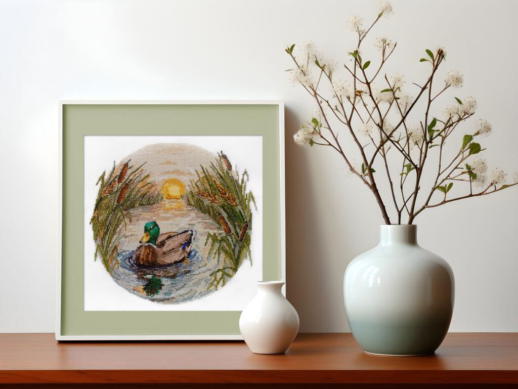 Counted Cross Stitch Kit Duck At sunset DIY Abris Art