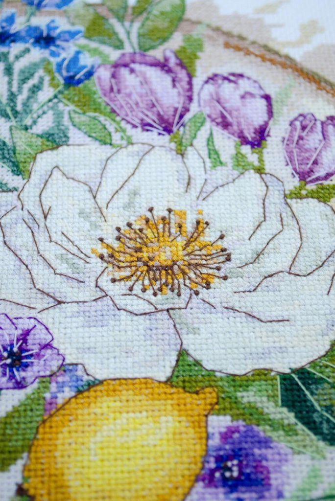 Counted Cross stitch kit Summer flowers DIY Abris Art
