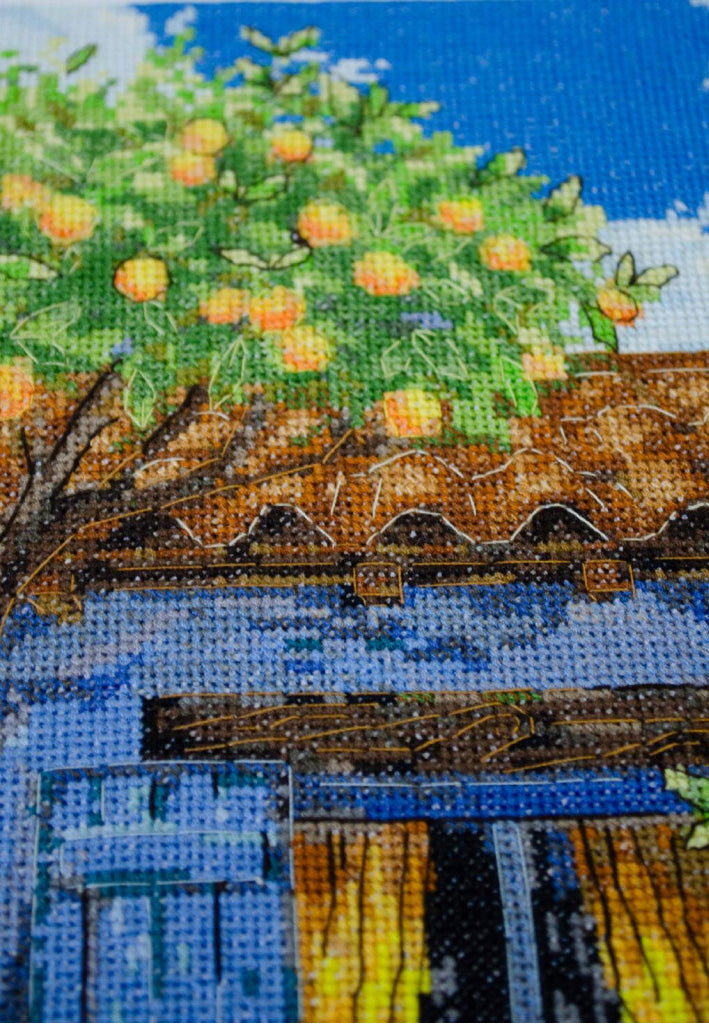 Kreuzstichset „Gänse“ zum Selbermachen, unbedruckte Leinwand, gezählt