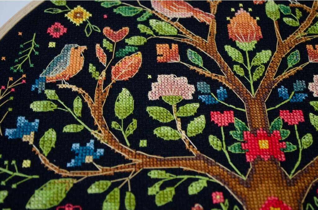 Kit de point de croix compté Oies DIY Toile non imprimée