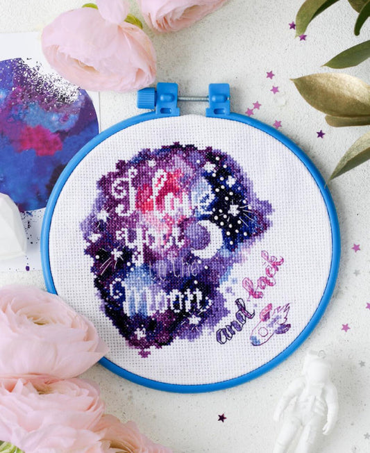 Counted Cross stitch kit To the moon and back DIY Abris Art