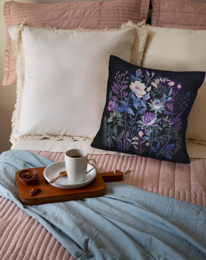 Pillow Cross Stitch Kit "Night Flowers" DIY by Abris Art