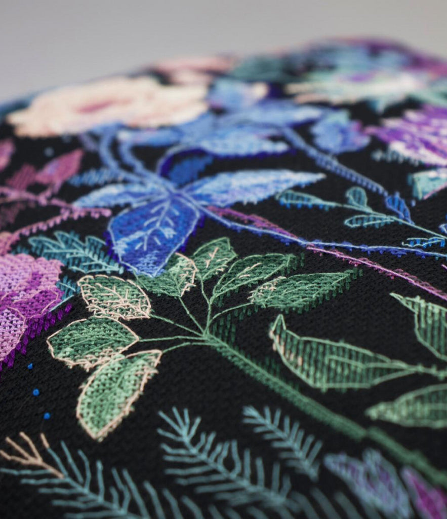 Pillow Cross Stitch Kit Night Flowers DIY Abris Art