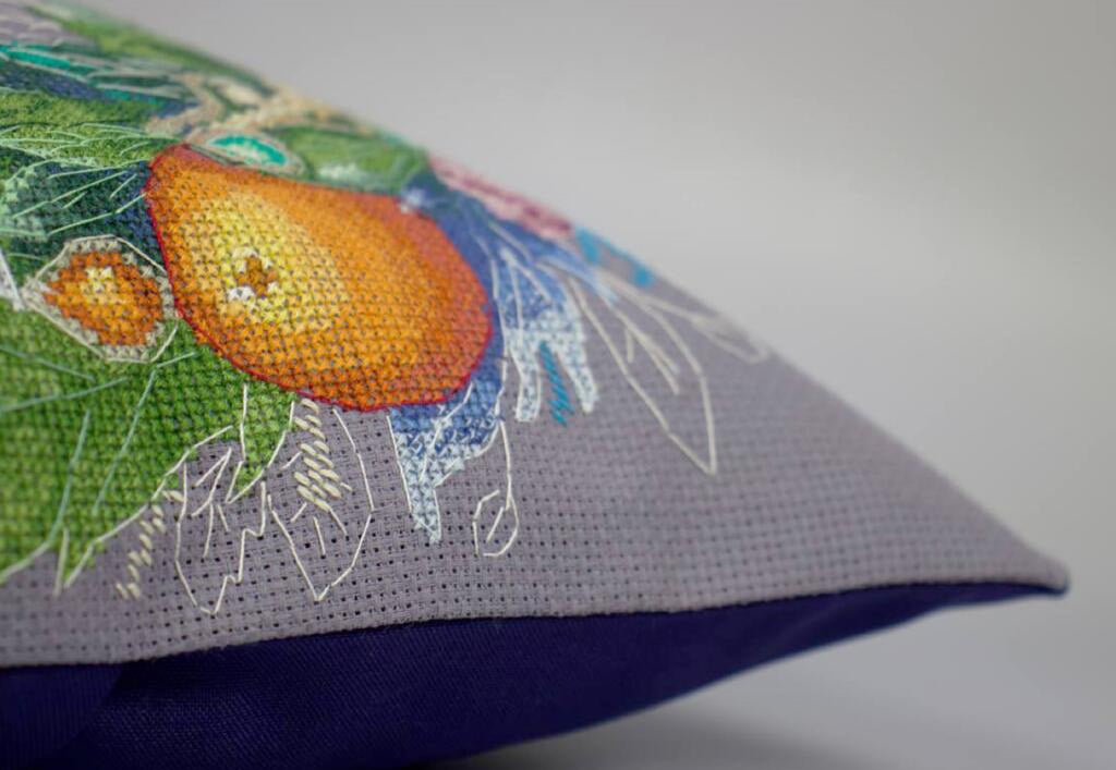 Pillow Cross Stitch Kit Holiday wreath DIY Abris Art