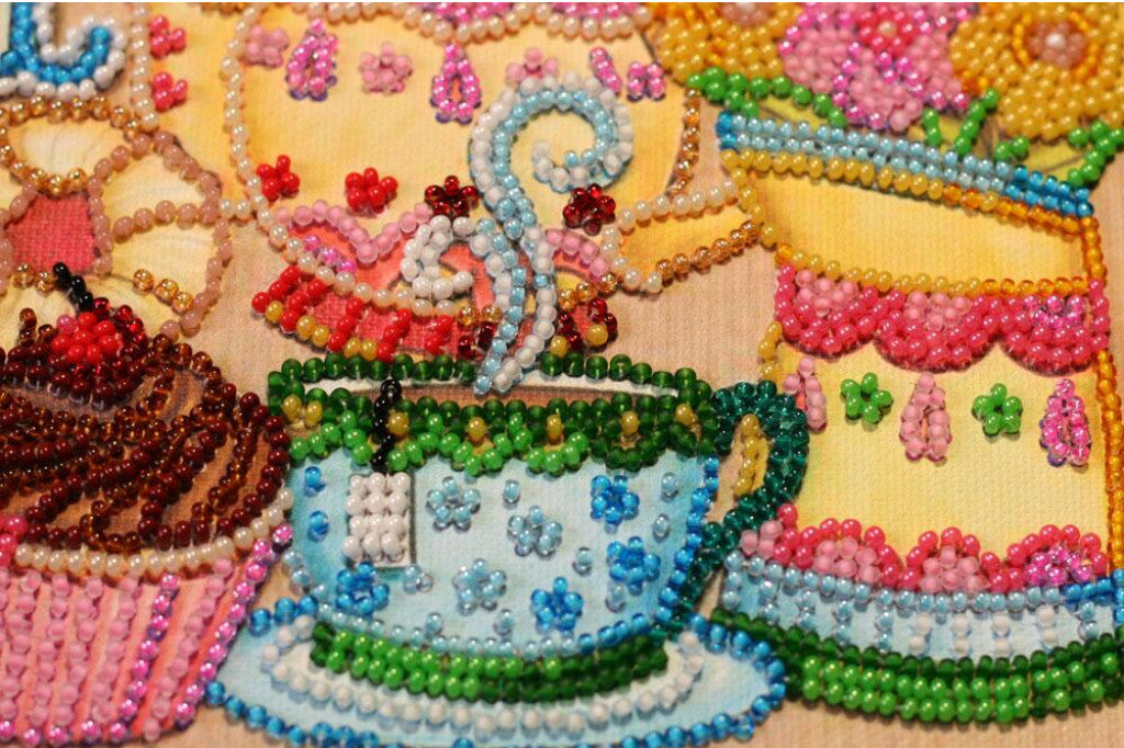 Bead Embroidery Kit Tea drinking DIY Abris Art