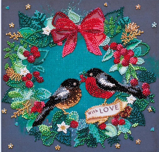 Kit de broderie de perles Oiseaux de Noël DIY
