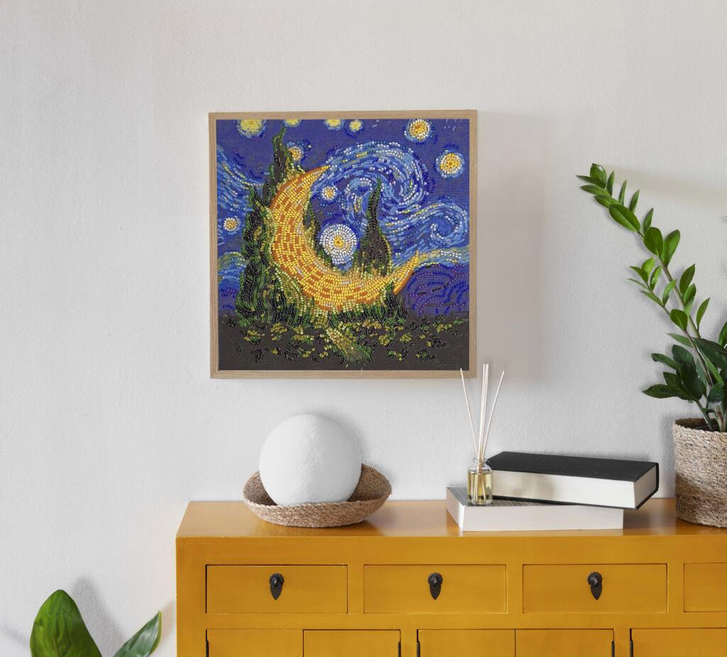 Bead Embroidery Kit Cypress moon DIY Abris Art