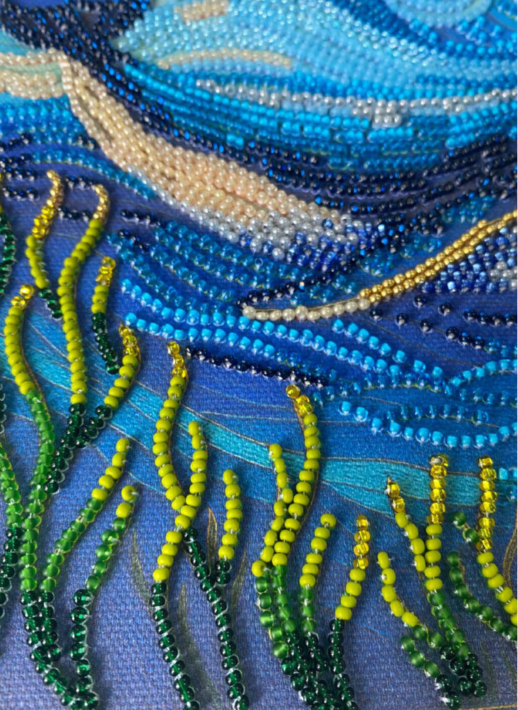 Bead Embroidery Kit Blue whale DIY Abris Art