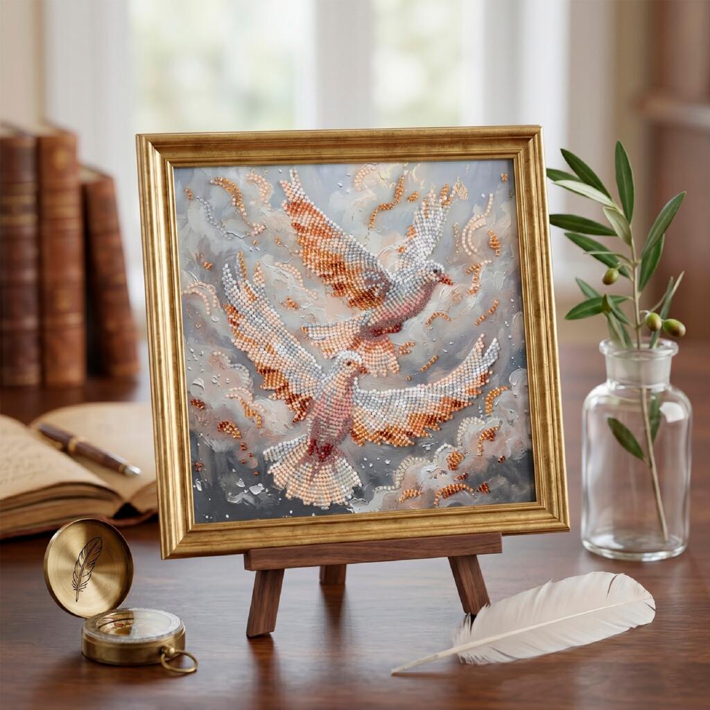 Bead Embroidery Kit Dance of the Doves DIY by Abris Art