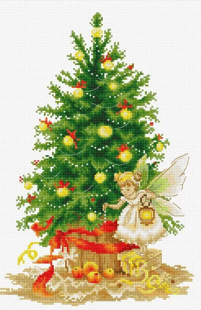 Kit de point de croix compté Sapin de Noël Luca-S DIY Toile non imprimée