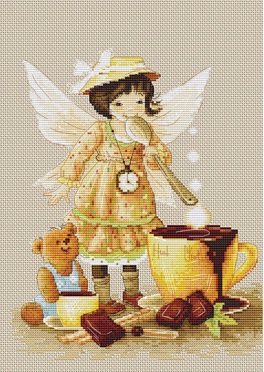 Counted Cross stitch kit Fairy and chocolate DIY Luca-S