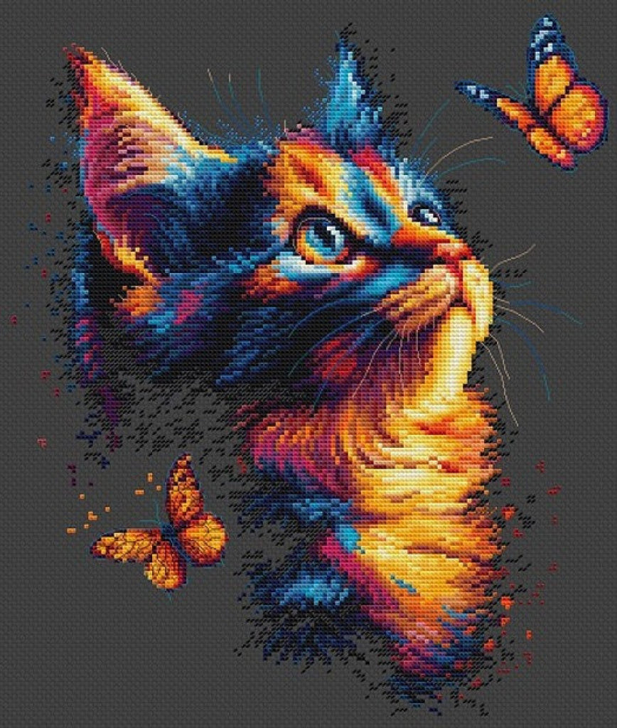 Kit de point de croix compté Chat endormi DIY Luca-S Toile non imprimée