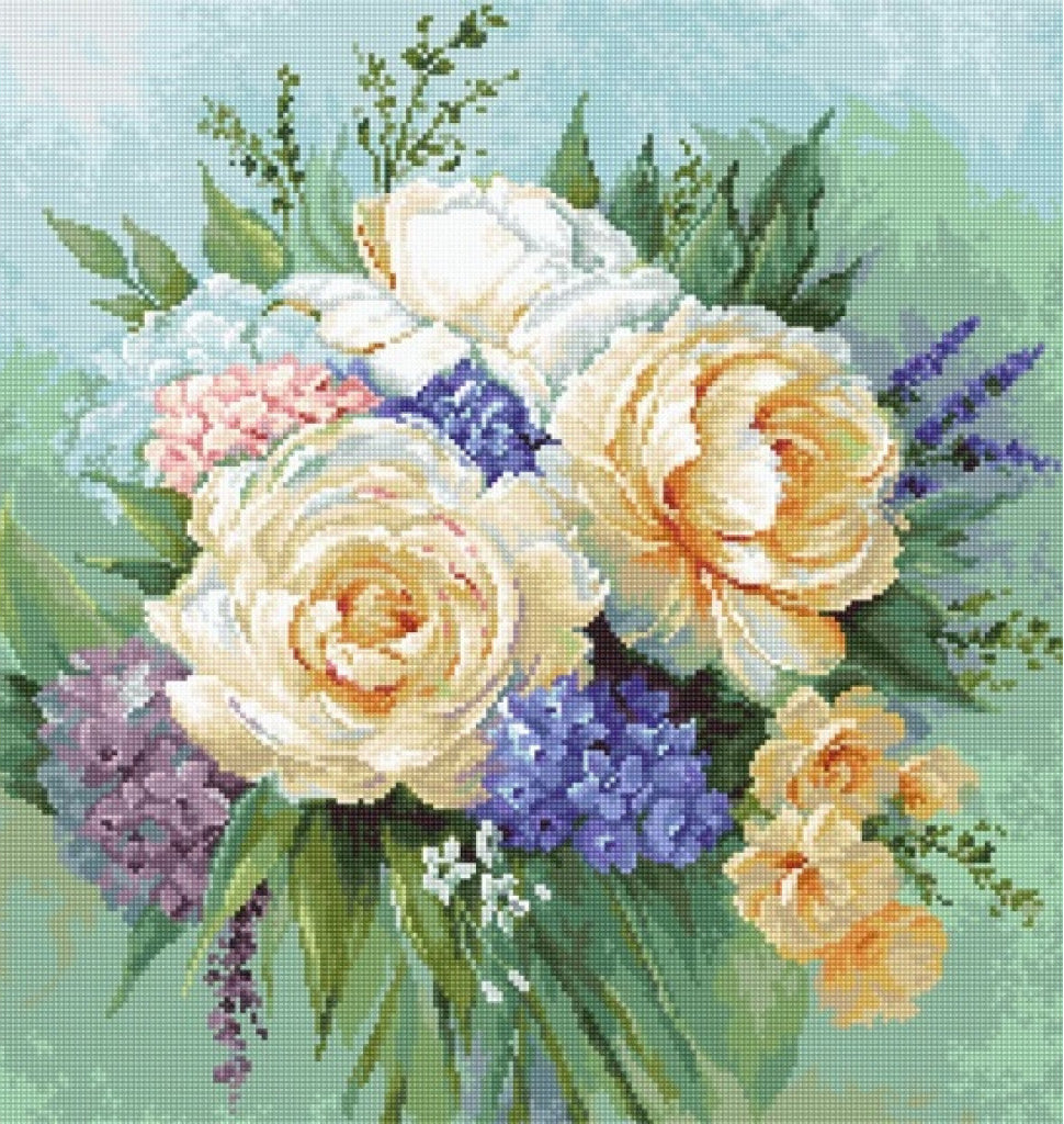 Counted Cross stitch kit Flowers bouquet DIY Luca-S