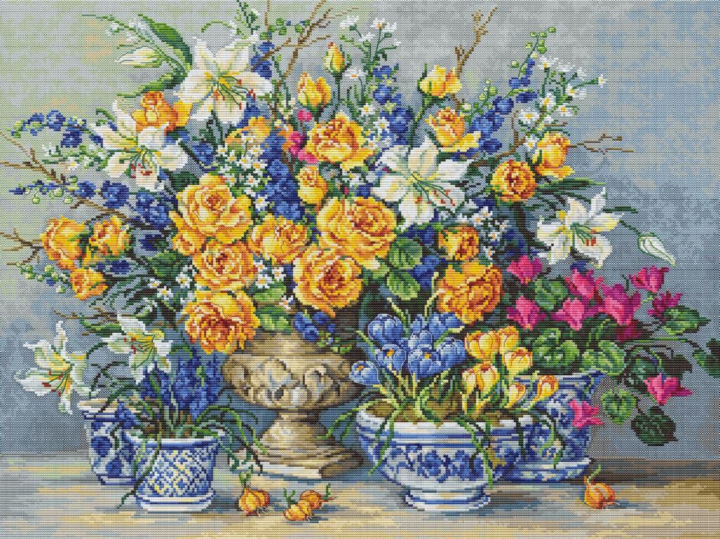 Counted Cross stitch kit Flowers DIY Luca-S