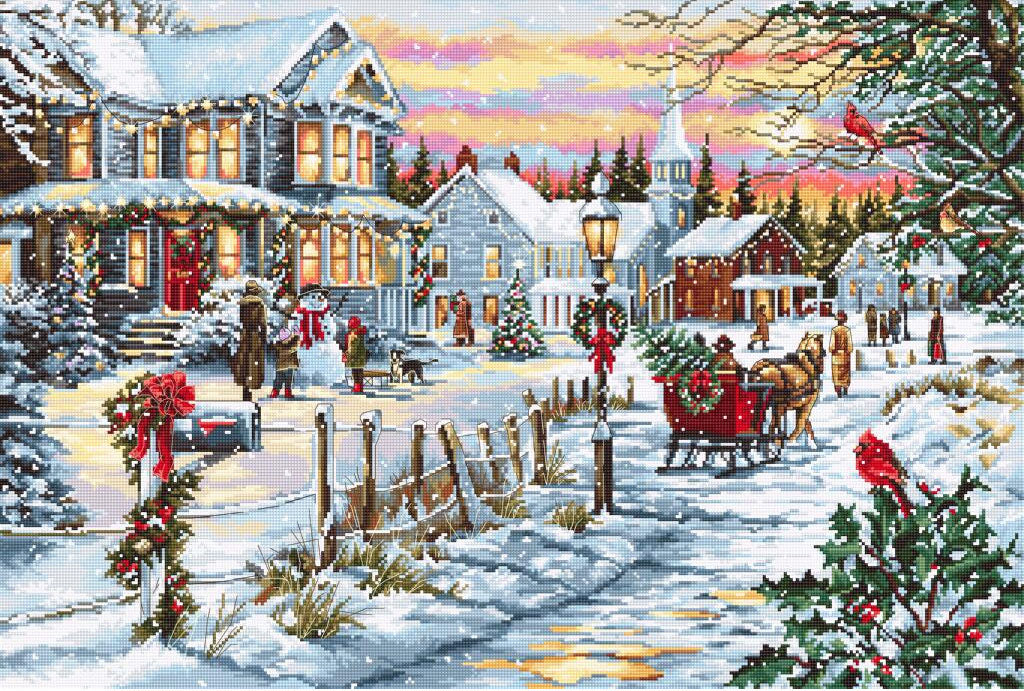 Kit de point de croix compté Veille de Noël Luca-S DIY Toile non imprimée