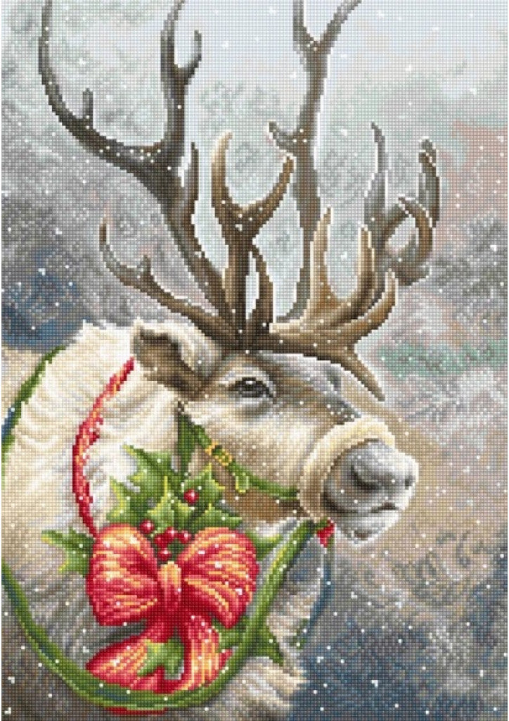 Kit de point de croix compté Cerf de Noël Luca-S DIY Toile non imprimée