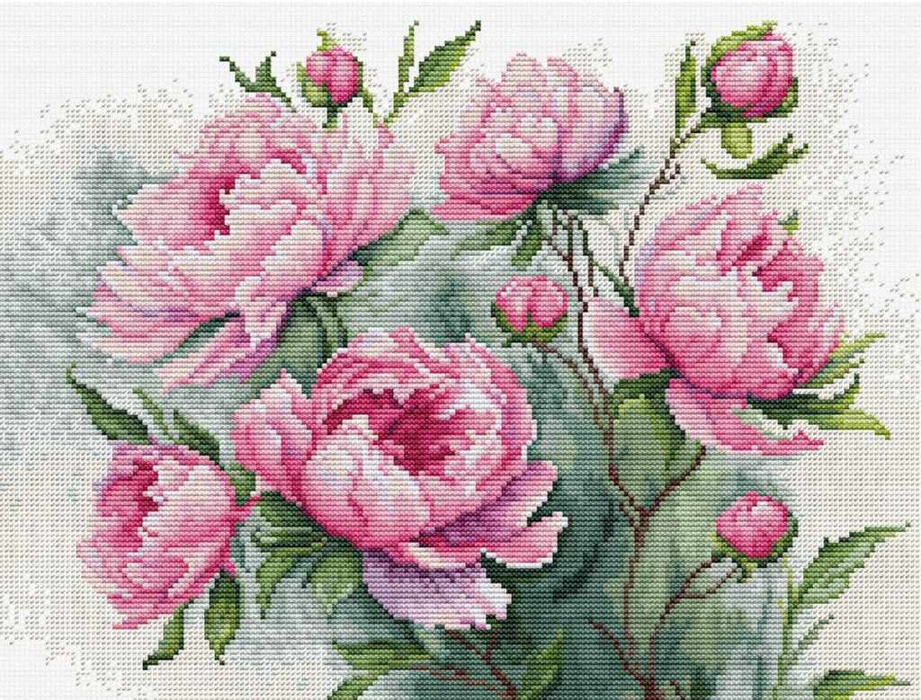 Counted Cross Stitch Kit Peonies Flowers DIY Luca-S