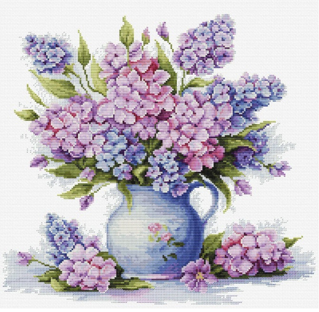 Counted Cross Stitch Kit Lilac Flowers DIY Luca-S