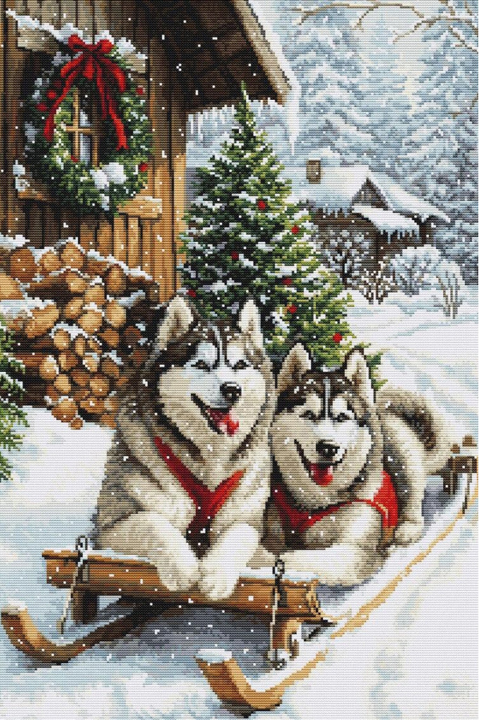 Counted Cross Stitch Kit Christmas dogs DIY Luca-S