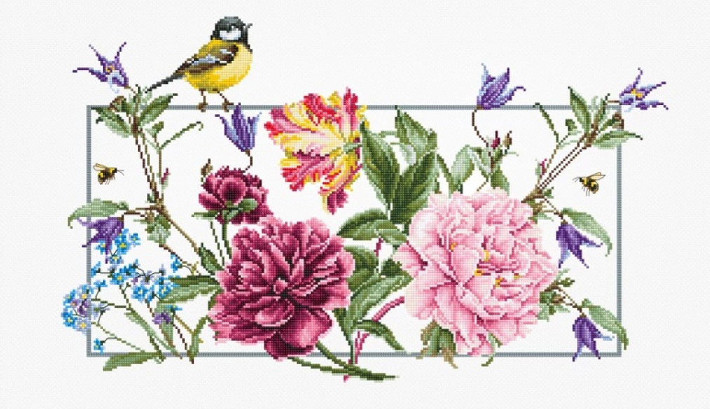 Counted Cross stitch kit Spring flowers DIY Luca-S