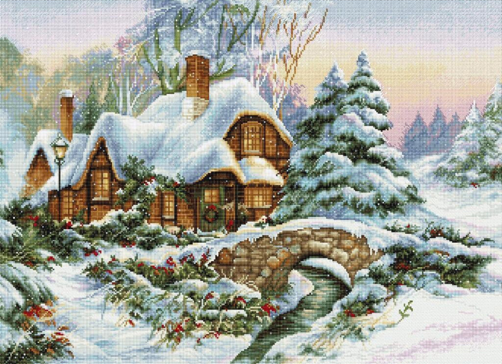 Counted Cross stitch kit Winter landscape DIY Luca-S