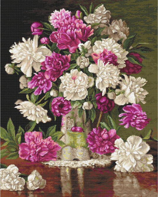 Gobelin kit Tapestry embroidery Kit Red and white peonies DIY Luca-S