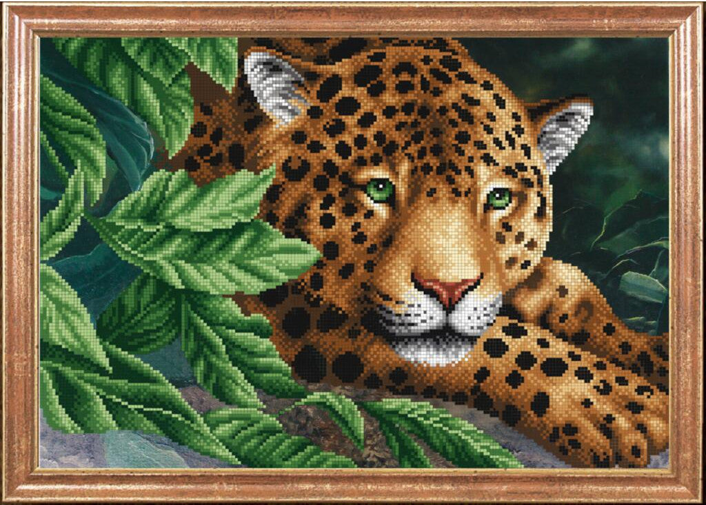 Bead embroidery kit Leopard DIY